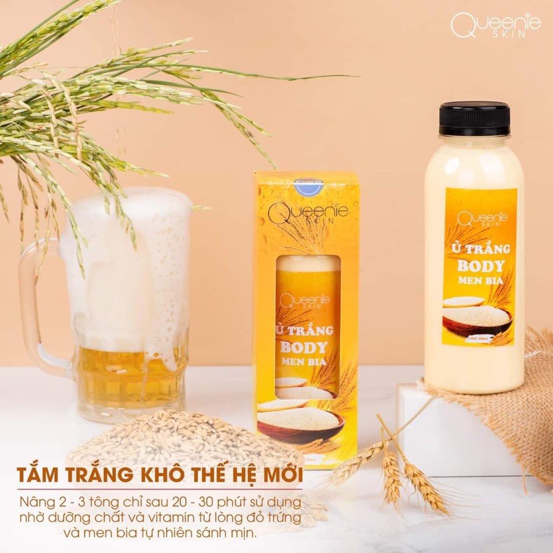 Ủ trắng body men bia queenie skin