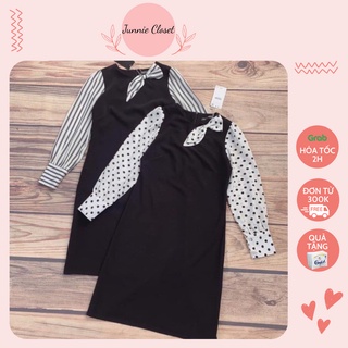 Đầm nữ công sở dáng suông cổ phối nơ Junnie Closet