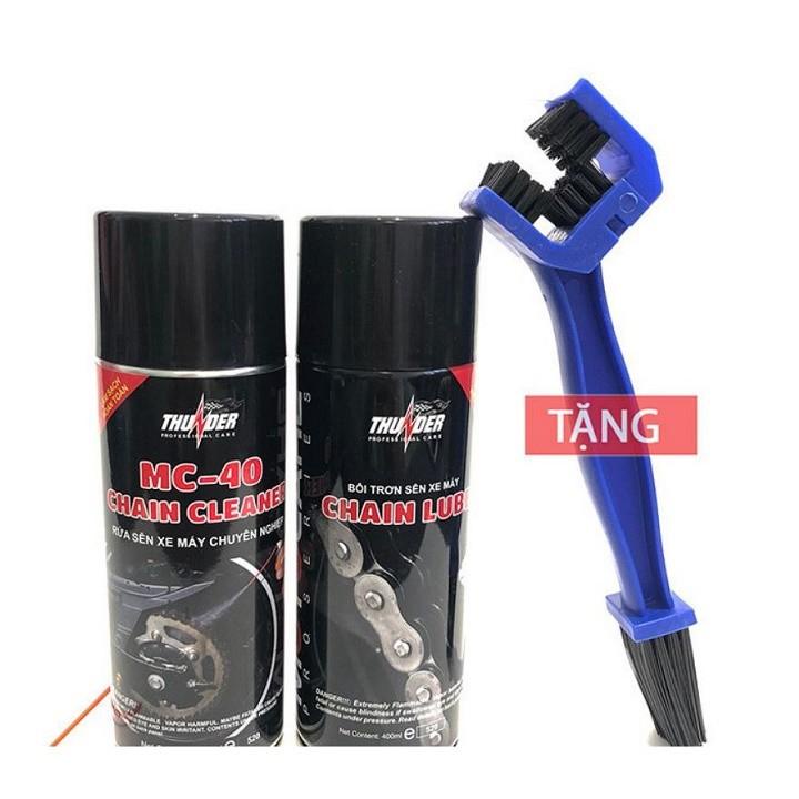 Bộ 2 chai Rửa và Dưỡng sên xe máy Thunder [ Tặng cọ chà sên ] - dochoixemay