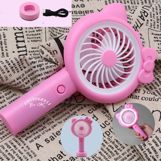 Quạt sạc mini cầm tay kitty có đèn led