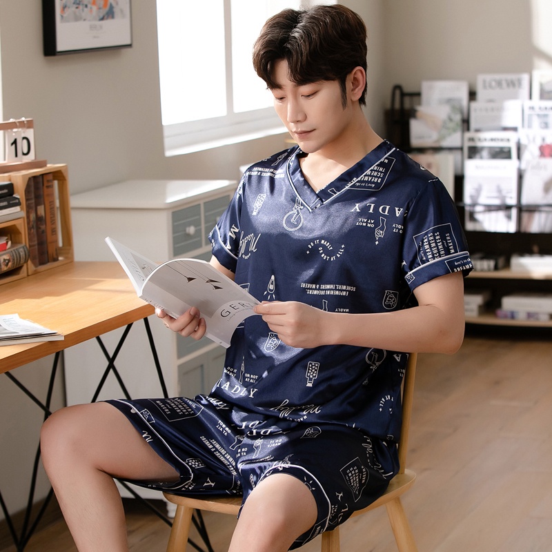 Bộ Đồ Ngủ Lụa Satin 12 Kiểu Thiết Kế Cổ Chữ V Cho Nam