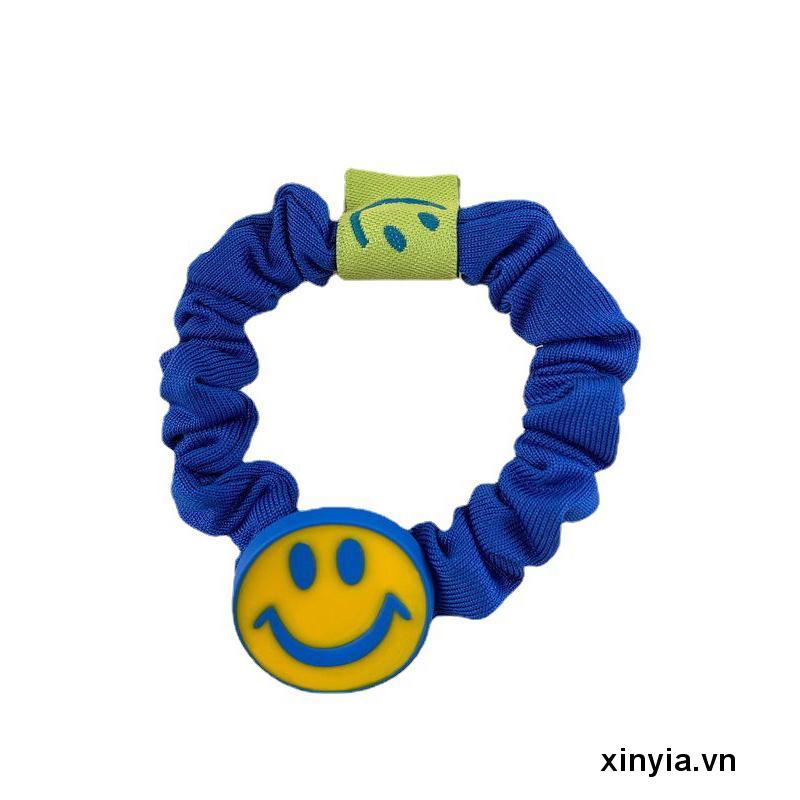 Dây buộc tóc cao su co giãn họa tiết hoa mặt cười xinh xắn cho nữ