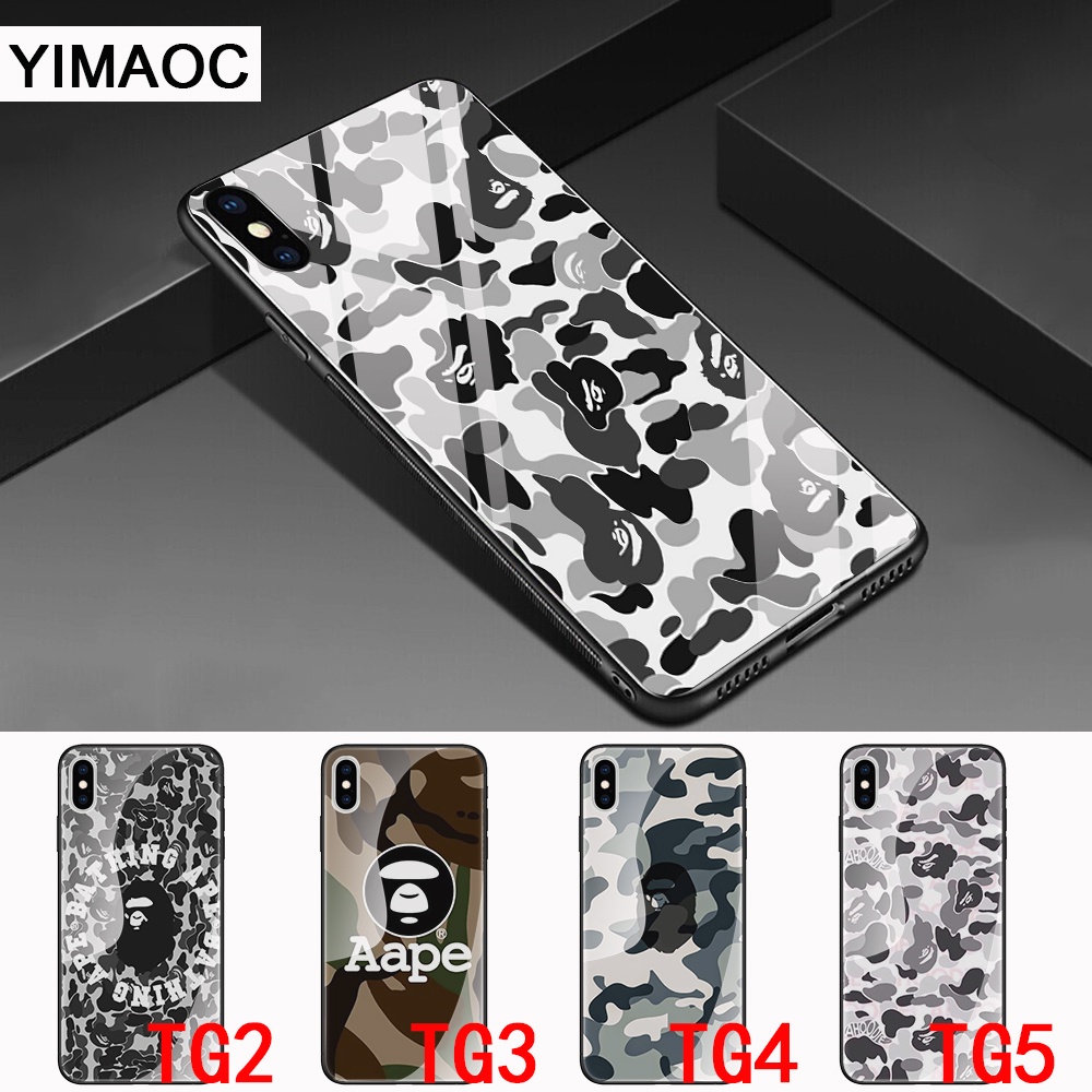 Ốp Điện Thoại Kính Cường Lực Họa Tiết BAPE ABC 60F Cho Oppo A3S A5 A37 Neo 9 A39 A57 A5S A7 A77 F3 F5 A73 F7 F9 F11 Pro