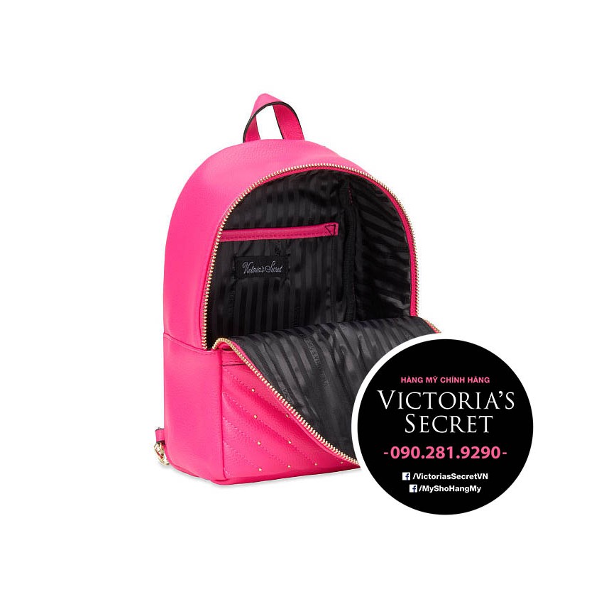 Balo mini hồng đậm chữ V có gắn bi nhỏ KT 21x23x8cm - Hàng nhập Victoria's Secret USA