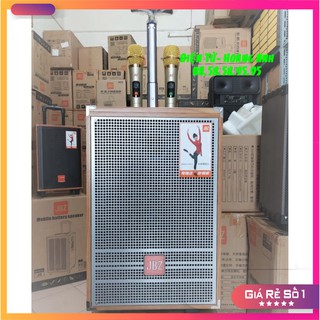 Loa kéo karaoke di động JBZ 0803 bass 2 tấc, kèm 2 micro nhôm UHF không dây