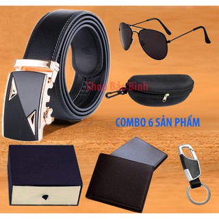 Bộ Sản Phẩm Thắt Lưng Da + Kính + Ví da Cho Nam Siêu Ngầu Siêu Chất KÈM ẢNH THẬT V8