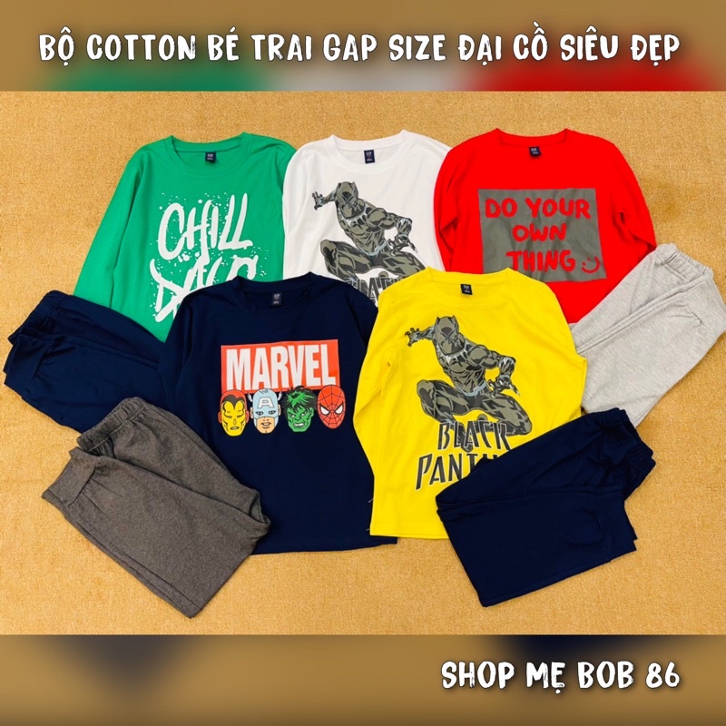 BỘ COTTON DÀI TAY THU ĐÔNG BÉ TRAI GAP SIZE ĐẠI CỒ SIÊU ĐẸP