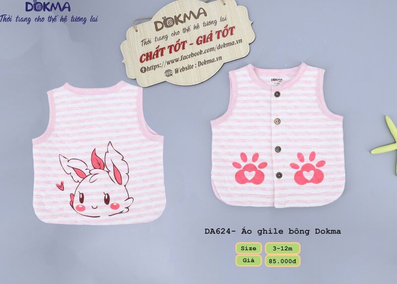 Áo gile bông Dokma DA624 - SIZE 3-12M