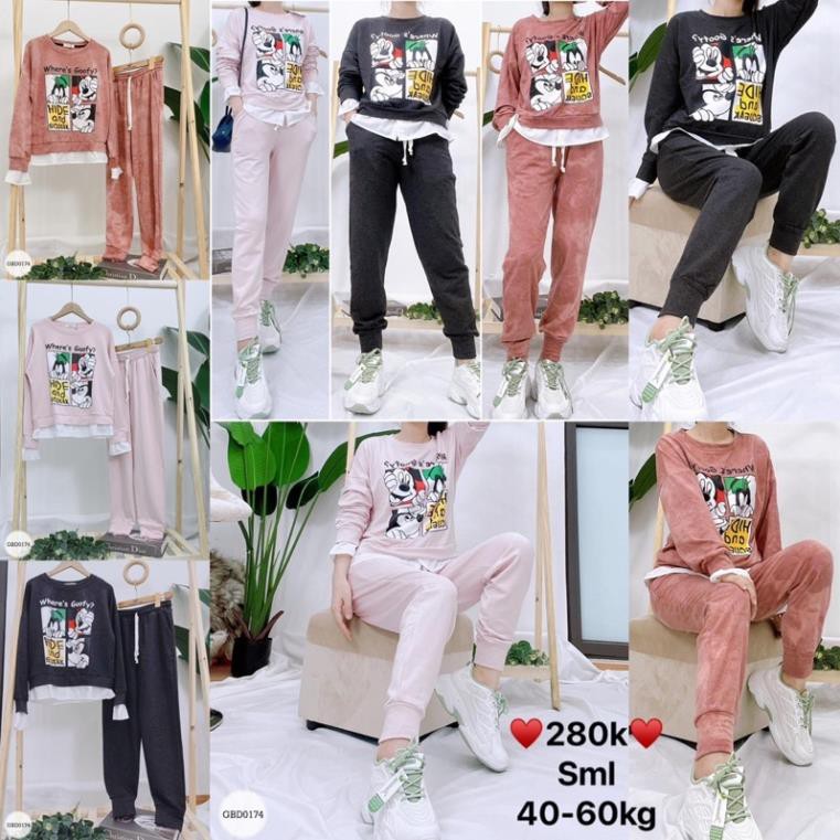 Bộ nỉ micky gấu trắng cao cấp
