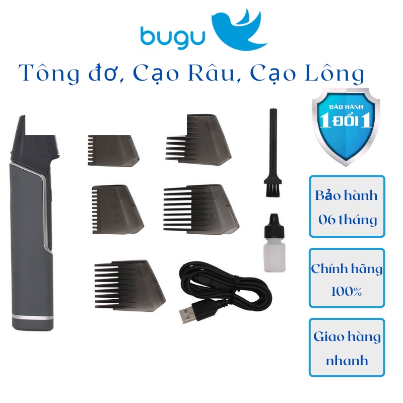 Tông Đơ Cắt Tóc Cạo Râu Cạo Lông Toàn Thân Bugu Stardom SD-8089 Tạo Hình Nhiều Kiểu Râu Tóc Chuyên Nghiệp Sạc USB