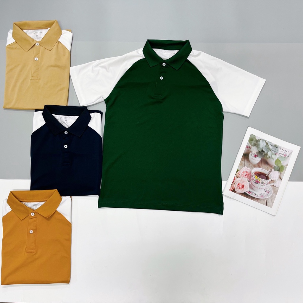 Áo polo nam cổ bẻ phối tay trắng chất vải cá sấu Cotton xuất xịn,chuẩn form, sang trọng - thanh lịch TB049