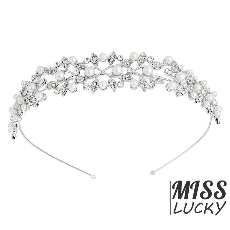 ❤HHN-VN New Korean Style Wedding Bridal Shiny Rhinestone Pearl Headband Fashion Princess Crown Bride