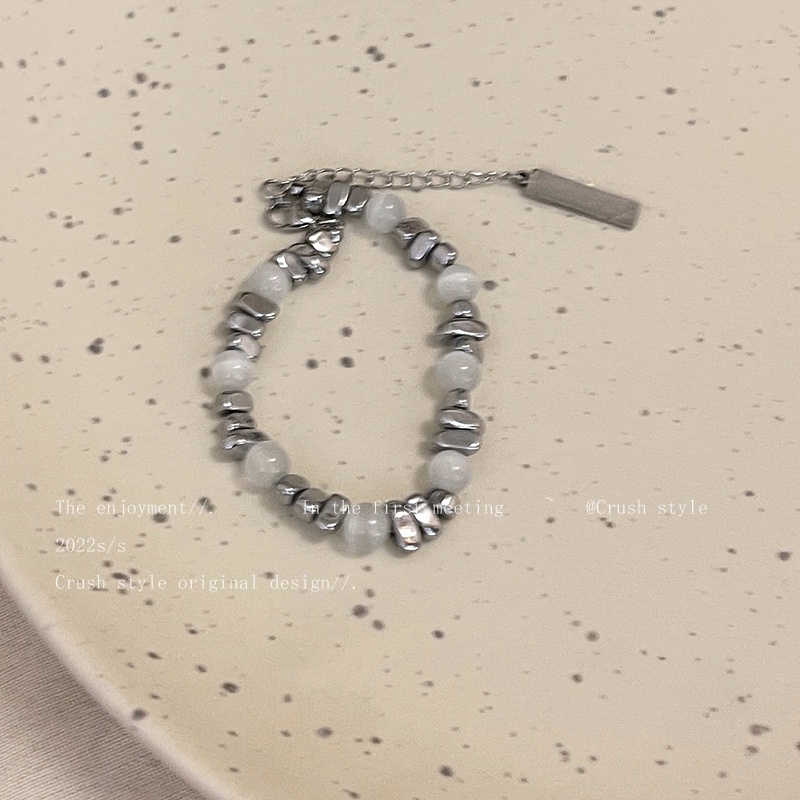 Vòng Tay Titan Đính Đá Opal Phong Cách Hip Hop