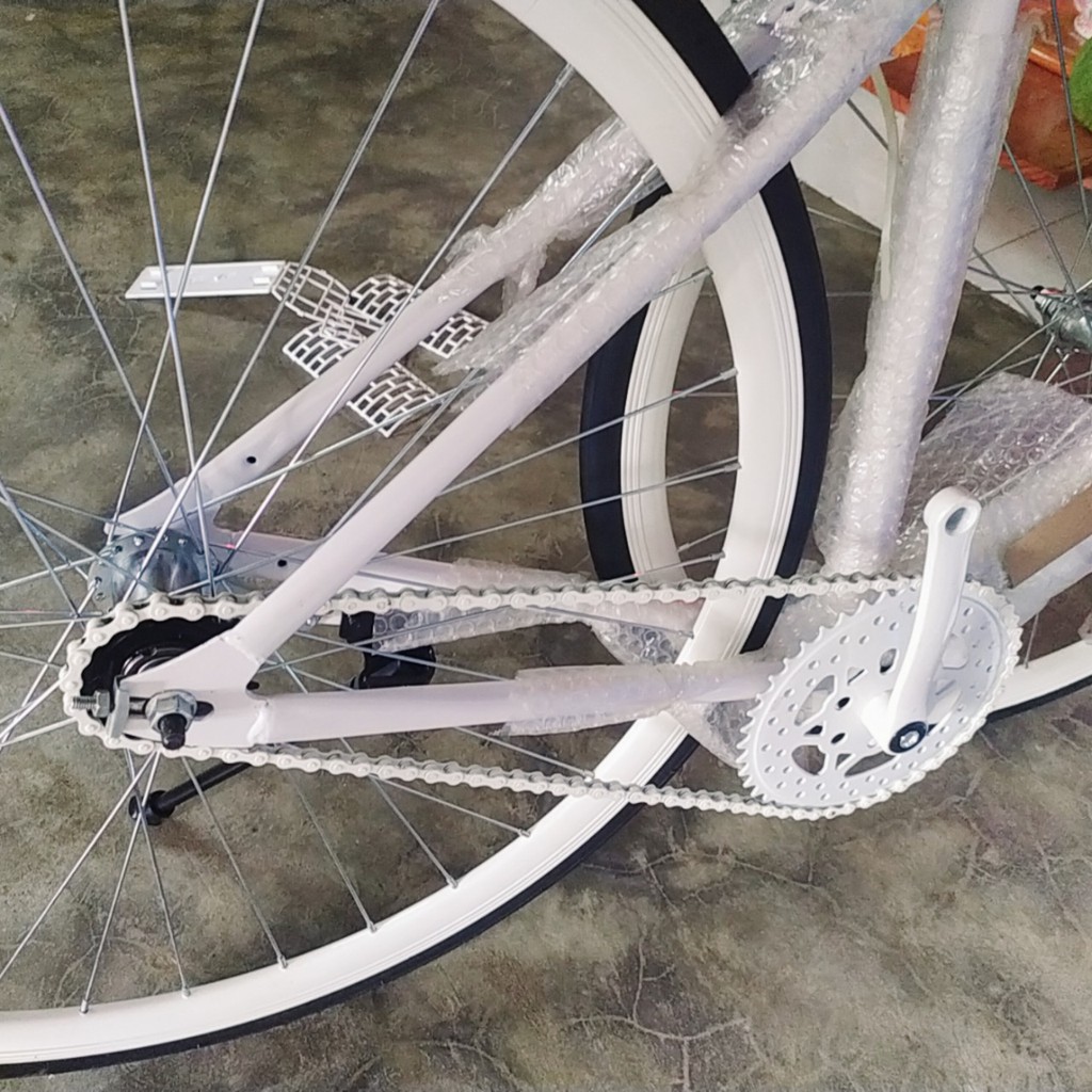 Xe Đạp Thể Thao FIXED GEAR Trắng -kèm ảnh thật