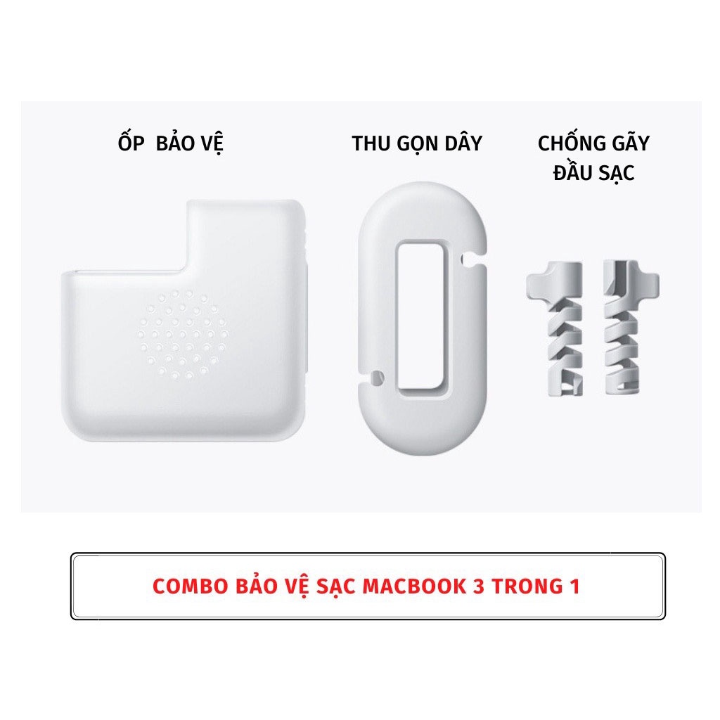 Ốp bọc sạc Ma.cbook 3in1 kèm bộ cuốn bảo vệ chống đứt gãy đầu dây sạc