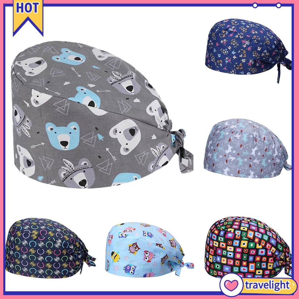 (Hàng Mới Về) Mũ Trùm Đầu Cotton Thấm Hút Mồ Hôi Họa Tiết Hoa Lá / Gấu Dễ Thương Cho Nam Và Nữ