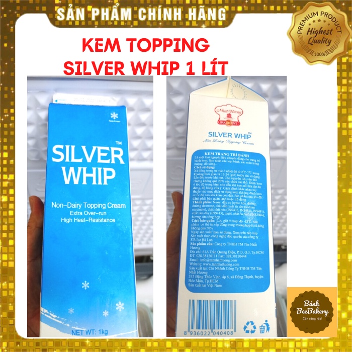 KEM TOPPING SILVER WHIP - Whipping Cream Silver Whip NHẤT HƯƠNG (1000ml)