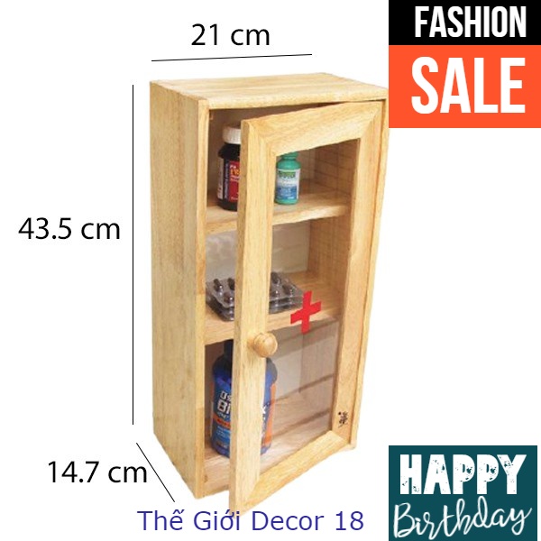 Tủ Thuốc Y tế Treo Gia Đình 3 Ngăn Bằng Gỗ Tự Nhiên