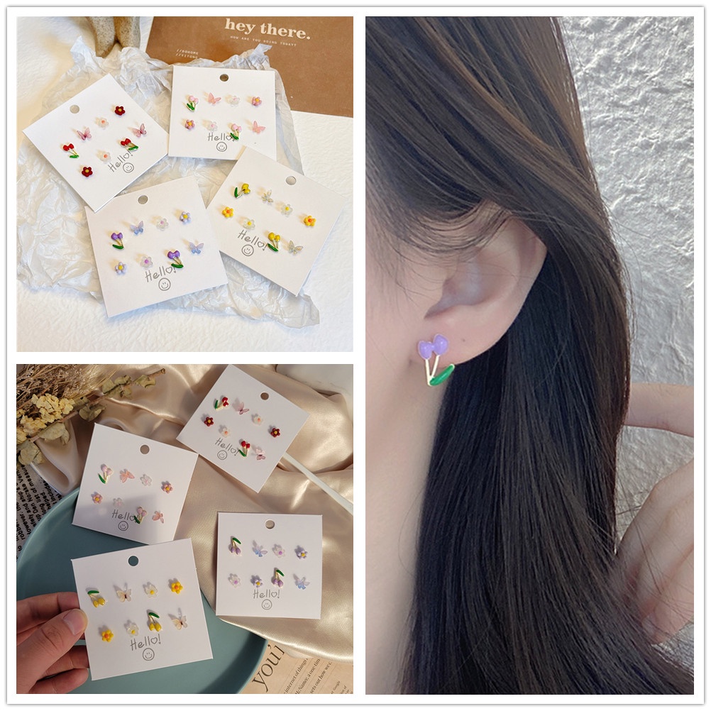 Bông Tai Hình Trái Cây Màu Sắc Đơn Giản Phong Cách Hàn Quốc Cổ Điển