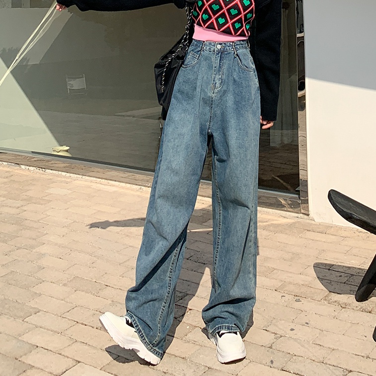 Quần Jeans Nữ Dài Lưng Cao Ống Rộng Thời Trang Hàn Quốc Cá Tính