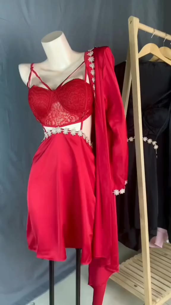 Váy Ngủ 2 Dây Ren Hoa Mai Sexy, Váy Ngủ Lụa Cao Cấp Kèm Áo Choàng Latin Cực Mát Freesize | BigBuy360 - bigbuy360.vn