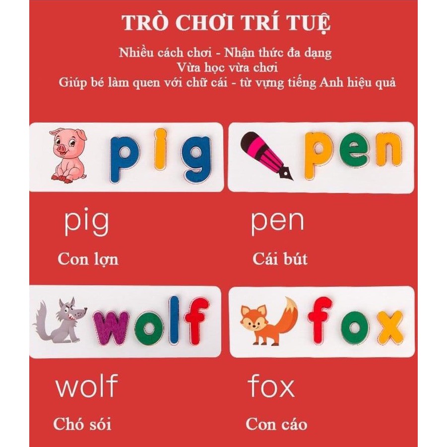 Spelling Game - Học Đánh Vần Chữ Cái Tiếng Anh Bộ Thẻ Học Ghép Chữ Bằng Gỗ Phiên Bản Mới Nhất