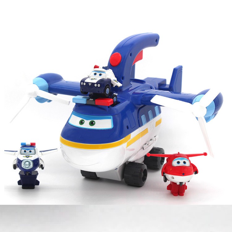 Mô hình super wings biệt đội siêu xe cảnh sát 2 trong 1 đội bay siêu đẳng đồ chơi trẻ em hãng Auldey