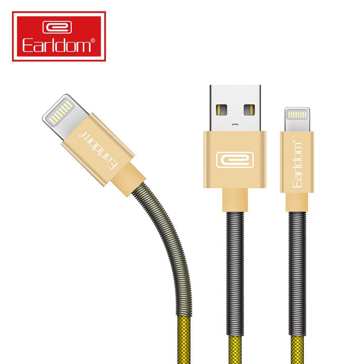 Cáp Bọc Sợi Có 2 Đầu Lò Xo Chống Đứt Gãy Earldom EC - 046 , bền bỉ, sạc nhanh.