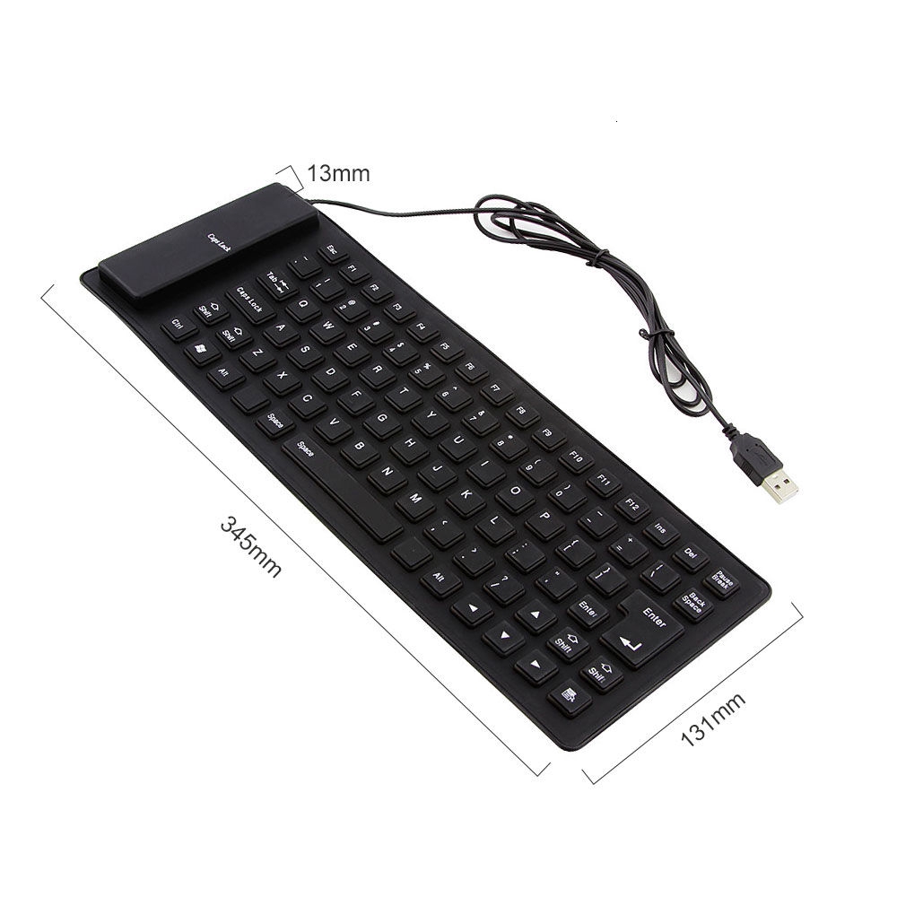 Bàn Phím Silicone Dẻo Chống Thấm Nước Có Dây Usb Gấp Gọn Linh Hoạt Cho Pc Laptop Notebook