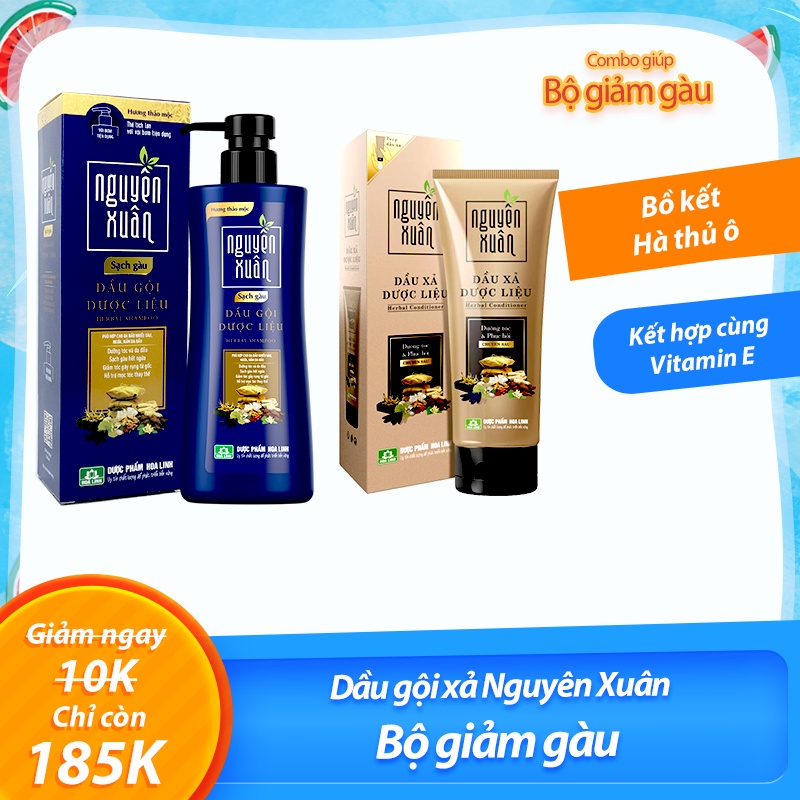 Bộ giảm gàu dầu gội và xả Nguyên xuân hết ngứa do gầu, ngăn ngừa tóc gãy rụng, khô xơ có vòi từ thảo dược
