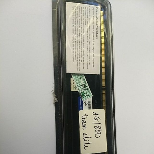 DDR2 PC TEAM ELITE 1GB/800 nguyên seal từ 2014 có nhôm tản nhiệt mặt ngoài giúp giải nhiệt nhanh. Sản phẩm của Taiwan.
