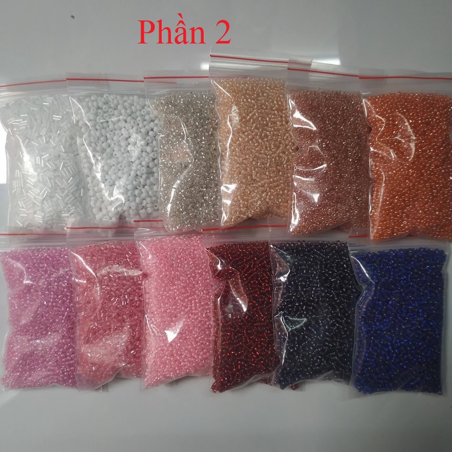 100gr hạt cườm trung (tầm 3mm, hạt không đều) phần 1/2 - Nguyên liệu handmade, may mặc
