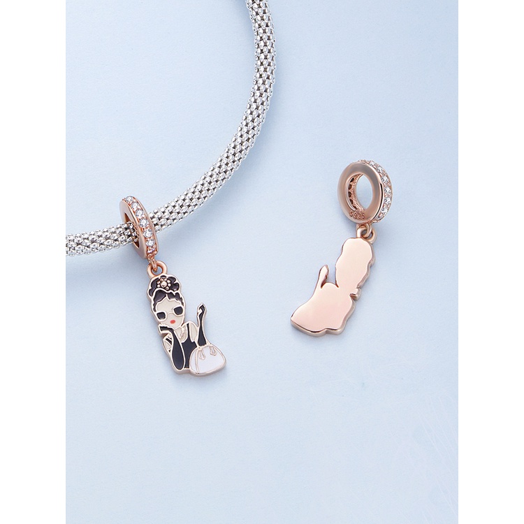 BAMOER Mặt Vòng cổ Tròn Bằng Bạc 925 Thiết Kế Đục Lỗ Thời Trang DIY