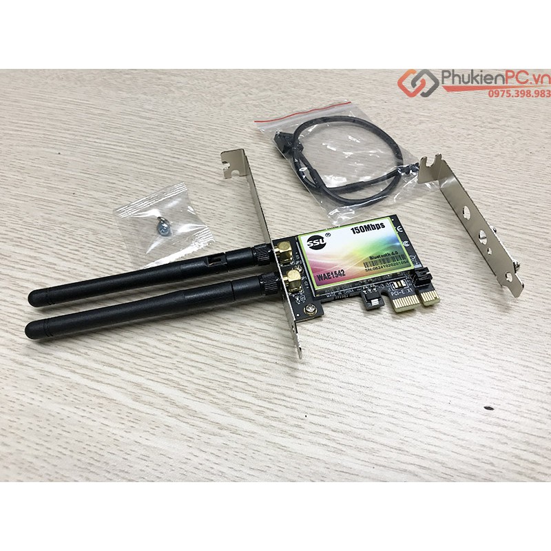 Card PCIE wifi 150mb bluetooth 4.0 cho PC kết nối tai nghe, loa bluetooth