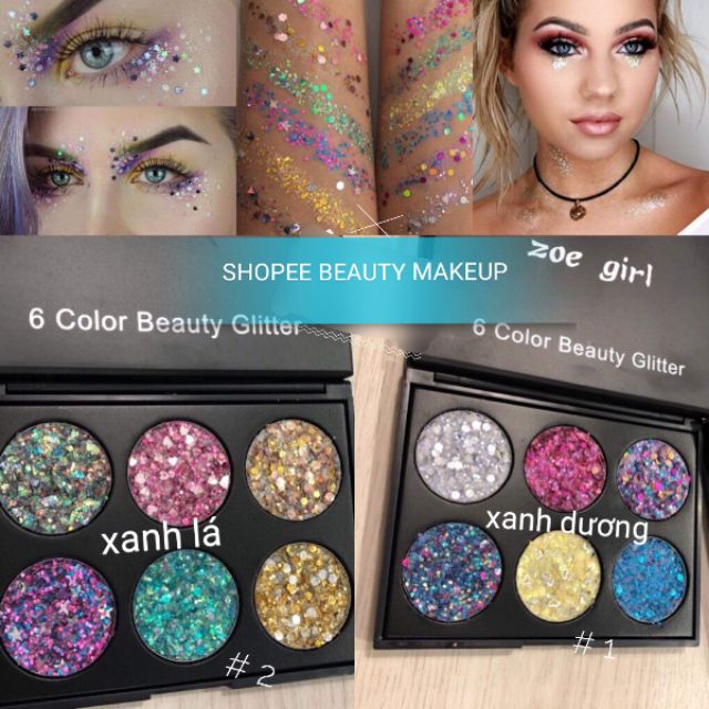 ( 4 MẪU )PHẤN MẮT KIM TUYẾN KIRA KIRA BEAUTY ZOE GIRL 6 Ô GLITTER
