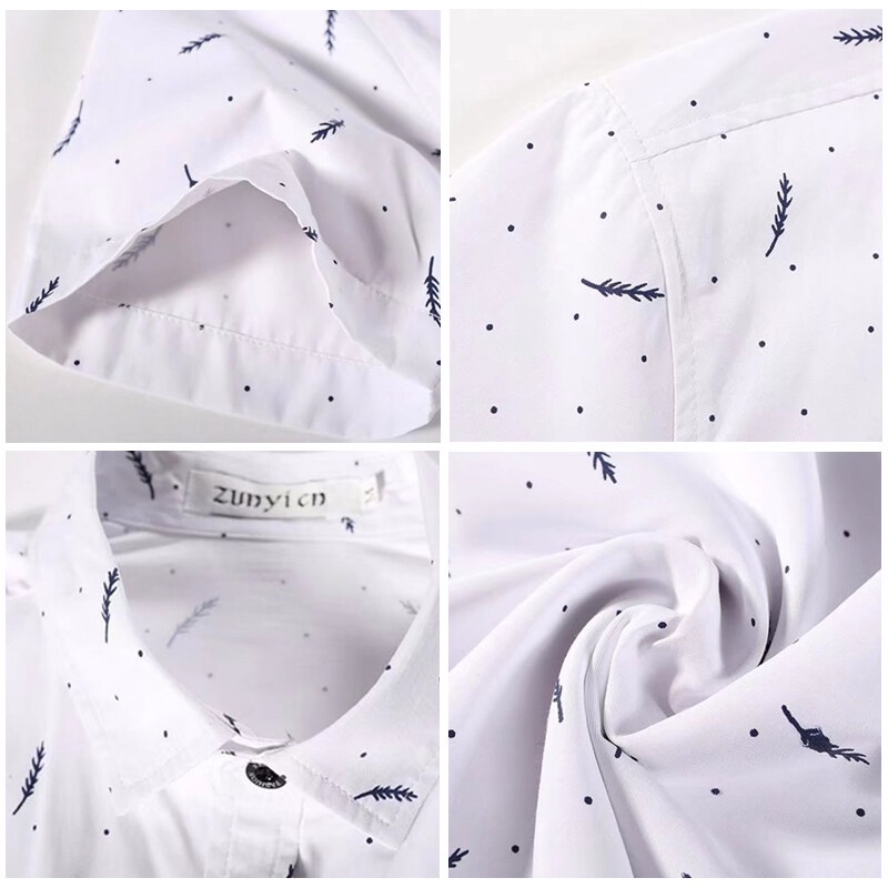 Áo sơ mi AOKANG cotton ngắn tay in họa tiết lông vũ thời trang dành cho nam