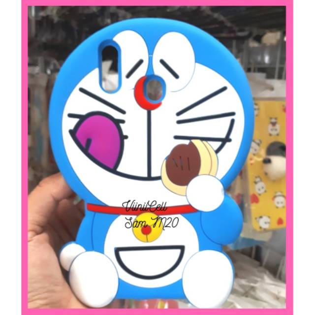 Ốp lưng Silicone mềm in hình mèo doraemon 3D cho Samsung Galaxy M20