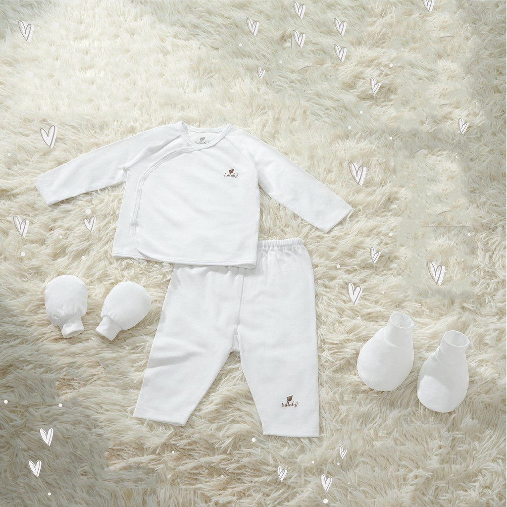 Lullaby Bộ quần áo cài chéo và bao tay bao chân Fine Modal