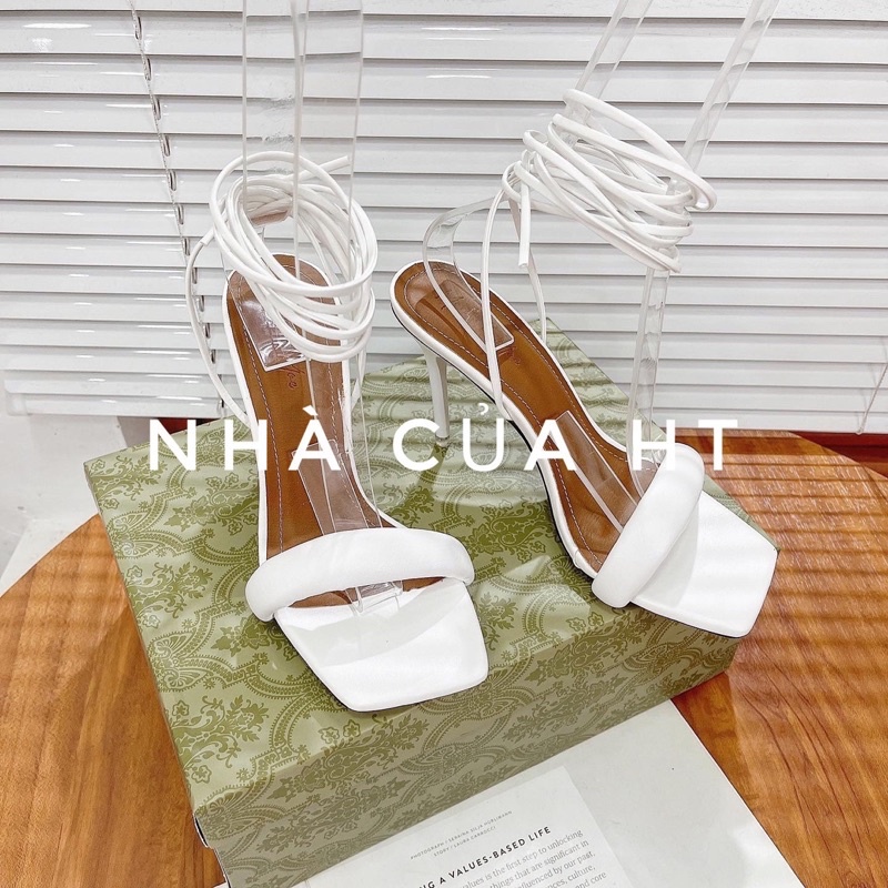 GIÀY SANDAL GÓT NHỌN 9 PHÂN DÂY QUẤN CHÂN SANG CHẢNH