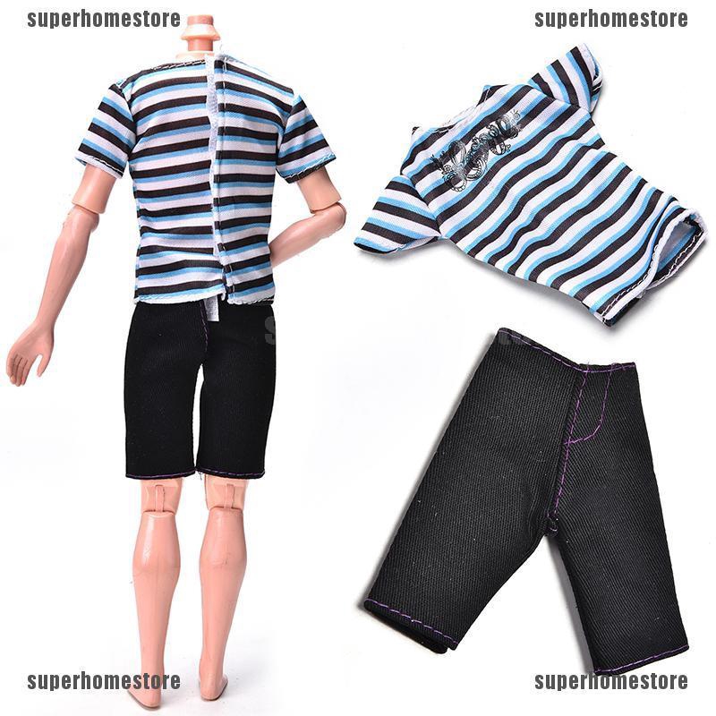 Set Áo Sọc Ngang + Quần Short Thời Trang Cho Búp Bê Ken