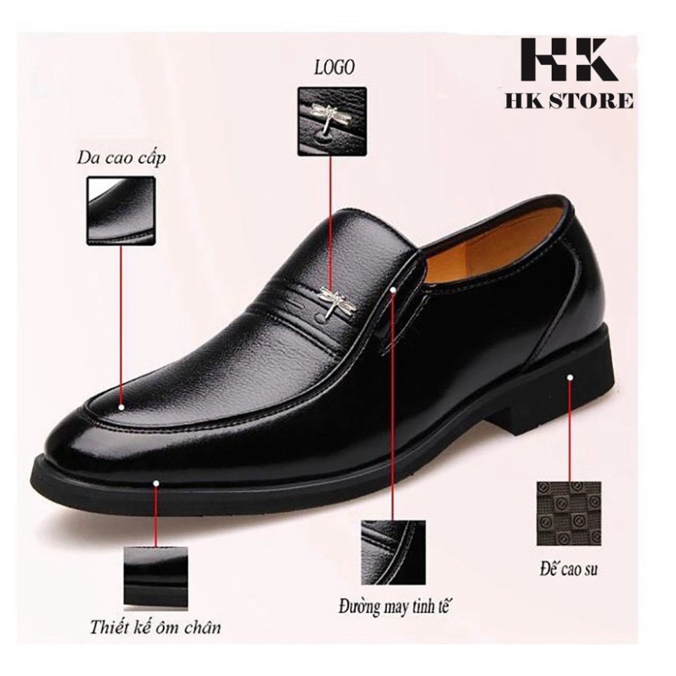GIÀY DA NAM TRUNG NIÊN  💖 HK.STORE💖 da bò xịn hàng đẹp tăng chiều cao thêm 6cm kết hợp quần áo siêu đẹp