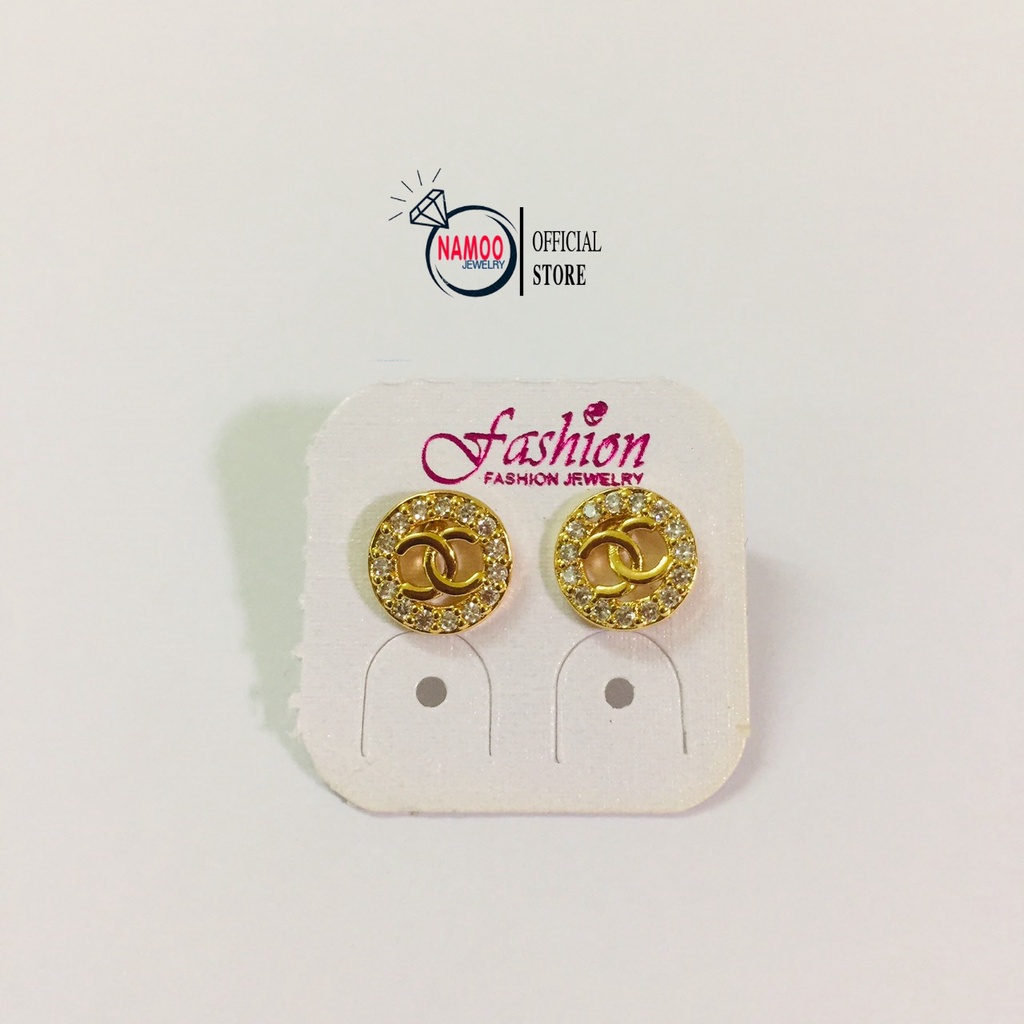 Khuyên Tai Nụ Đính Đá T702, Hoa Tai Mạ Vàng Nữ Namoo Jewelry
