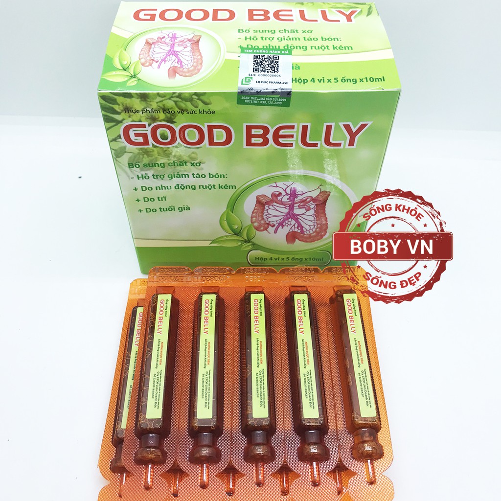 Good Belly bổ sung chất xơ, hỗ trợ giảm táo bón  tăng khả năng hấp thu dinh dưỡng. (Hộp 4 vỉ x 5 ống)