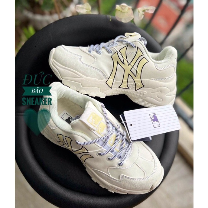 Giày mlb Ny chữ vàng 11 . Giày thể thao nam nữ sneaker tăng chiêu cao kèm box
