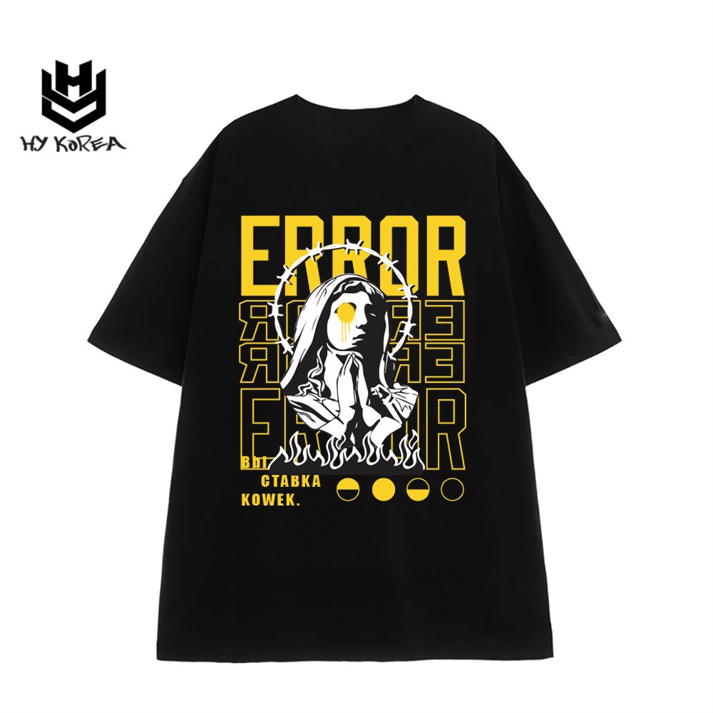 Áo thun tay lỡ HY KOREA nam nữ form rộng in hình Tượng ERROR 752