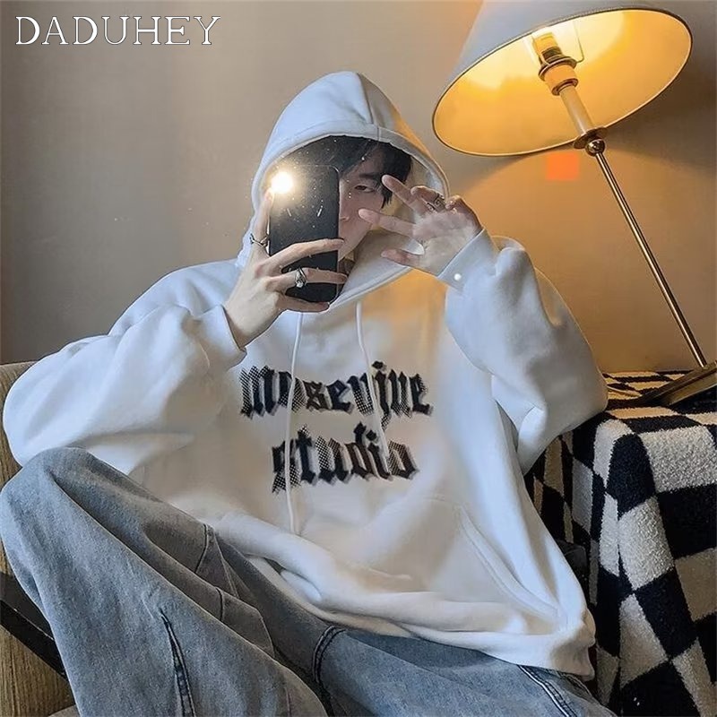 DaDuHey Men's American-Style Casual Three-Dimensional Embroidered Letters Slim Fit Fashion Tops