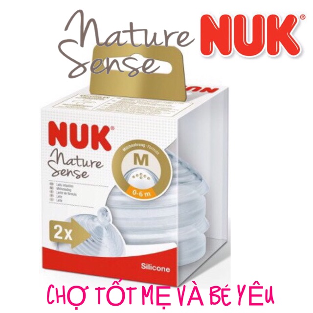 BỘ 2 NÚM TY SILICON NUK CỔ RỘNG 0-6/6-18THÁNG (NATURE SENSE)