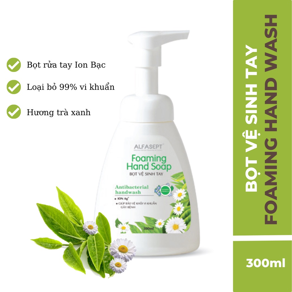 Xà phòng rửa tay tạo bọt hữu cơ chiết xuất trà xanh Alfasept Foam Handsoap 300ml