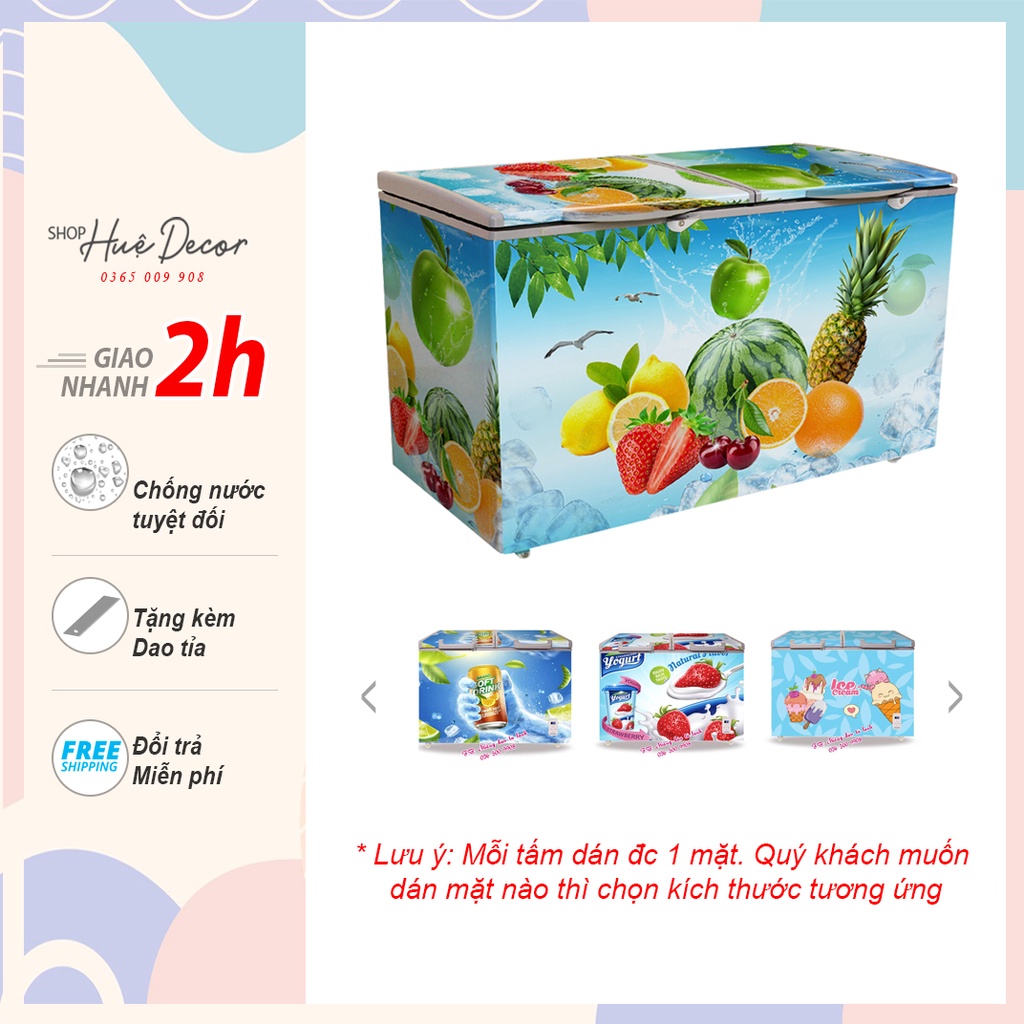 Decal dán tủ đông chất liệu dày dặn siêu bền chống nước