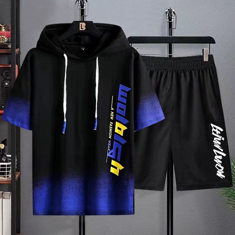 Bộ Đồ Nam Mùa Hè Áo Thun Ngắn Tay Có Mũ In Họa Tiết Chữ Thời Trang Mixxmen QA NAM 114